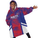 Custom Les Grenadiers Haiti Football Kid Wearable Blanket Hoodie Tropical Vibes - African Pride