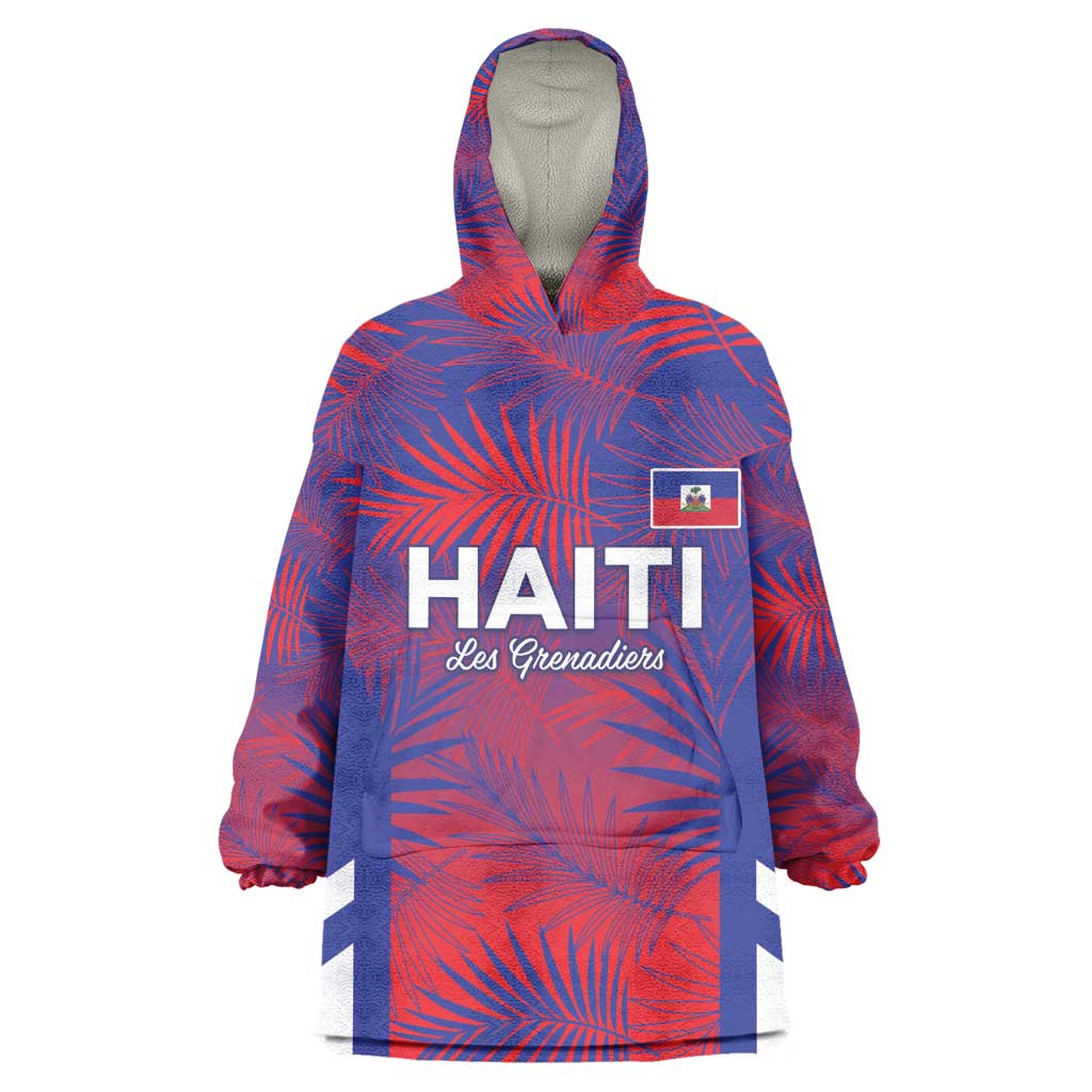 Custom Les Grenadiers Haiti Football Kid Wearable Blanket Hoodie Tropical Vibes - African Pride