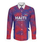 Custom Les Grenadiers Haiti Football Long Sleeve Button Shirt Tropical Vibes - African Pride