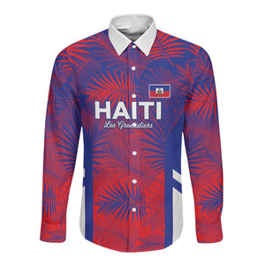 Custom Les Grenadiers Haiti Football Long Sleeve Button Shirt Tropical Vibes - African Pride