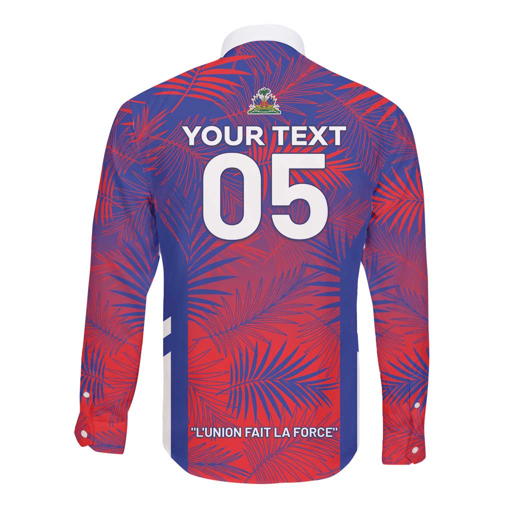 Custom Les Grenadiers Haiti Football Long Sleeve Button Shirt Tropical Vibes - African Pride