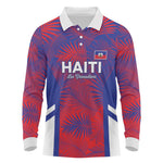 Custom Les Grenadiers Haiti Football Long Sleeve Polo Shirt Tropical Vibes - African Pride