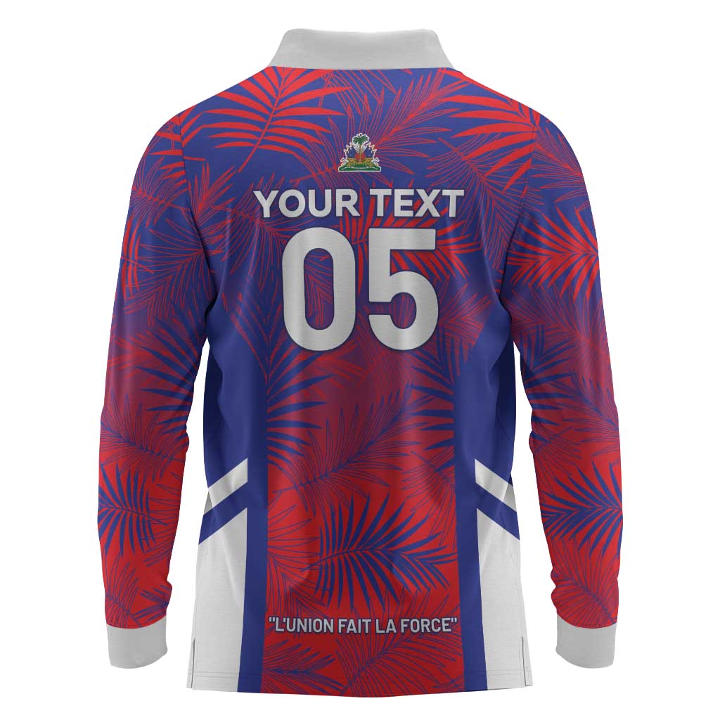 Custom Les Grenadiers Haiti Football Long Sleeve Polo Shirt Tropical Vibes - African Pride