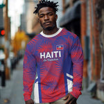 Custom Les Grenadiers Haiti Football Long Sleeve Shirt Tropical Vibes - African Pride