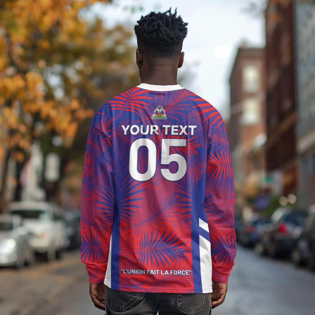 Custom Les Grenadiers Haiti Football Long Sleeve Shirt Tropical Vibes - African Pride
