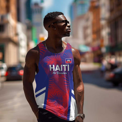 Custom Les Grenadiers Haiti Football Men Tank Top Tropical Vibes - African Pride