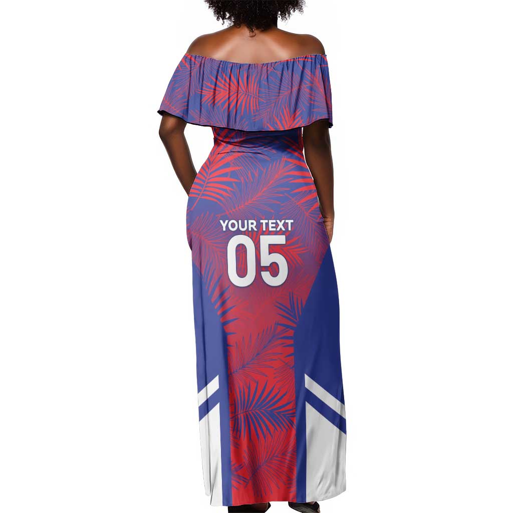 Custom Les Grenadiers Haiti Football Off Shoulder Maxi Dress Tropical Vibes - African Pride