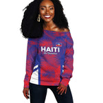Custom Les Grenadiers Haiti Football Off Shoulder Sweater Tropical Vibes - African Pride