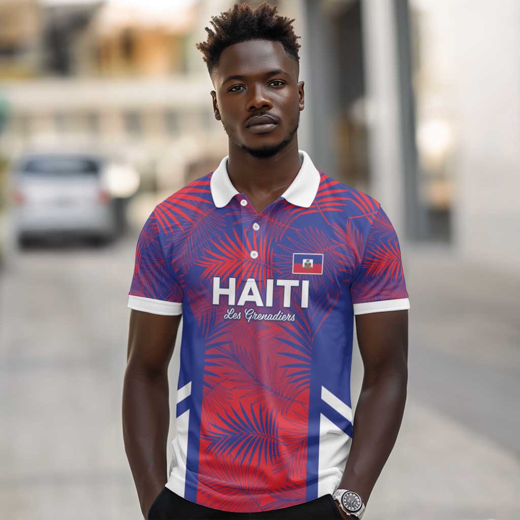 Custom Les Grenadiers Haiti Football Polo Shirt Tropical Vibes - African Pride