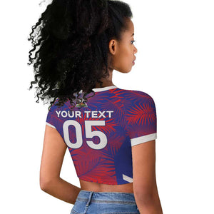 Custom Les Grenadiers Haiti Football Raglan Cropped T shirt Tropical Vibes - African Pride