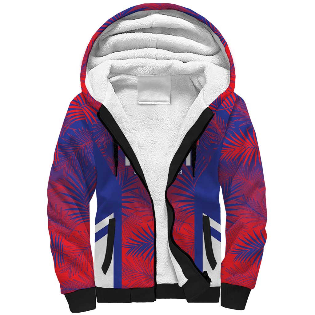 Custom Les Grenadiers Haiti Football Sherpa Hoodie Tropical Vibes - African Pride
