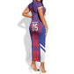 Custom Les Grenadiers Haiti Football Short Sleeve Bodycon Dress Tropical Vibes - African Pride