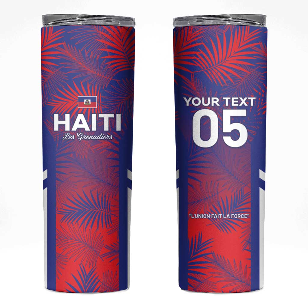 Custom Les Grenadiers Haiti Football Skinny Tumbler Tropical Vibes - African Pride