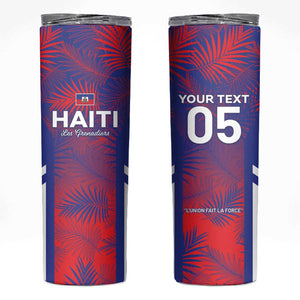Custom Les Grenadiers Haiti Football Skinny Tumbler Tropical Vibes - African Pride