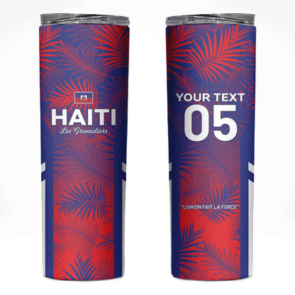 Custom Les Grenadiers Haiti Football Skinny Tumbler Tropical Vibes - African Pride