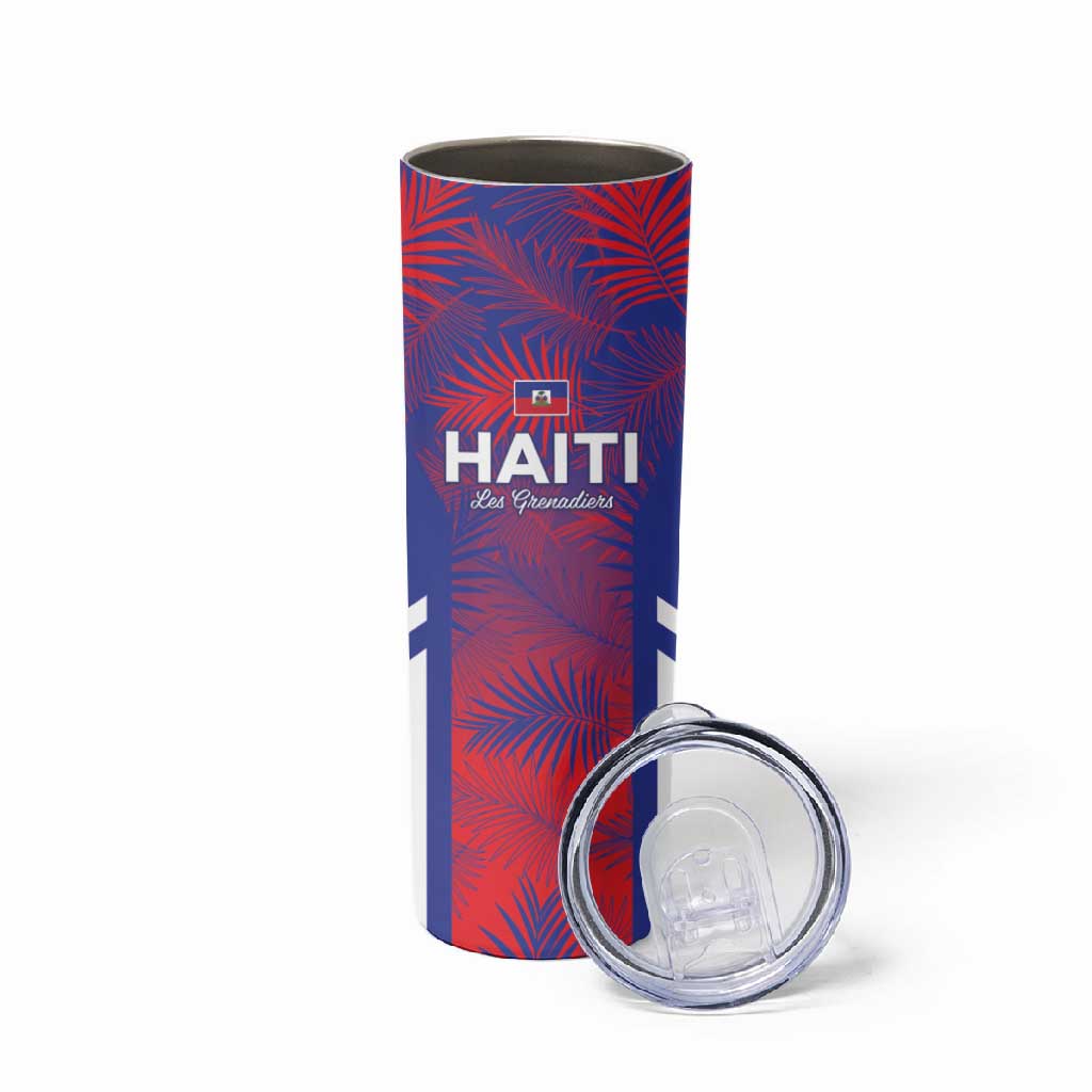 Custom Les Grenadiers Haiti Football Skinny Tumbler Tropical Vibes - African Pride