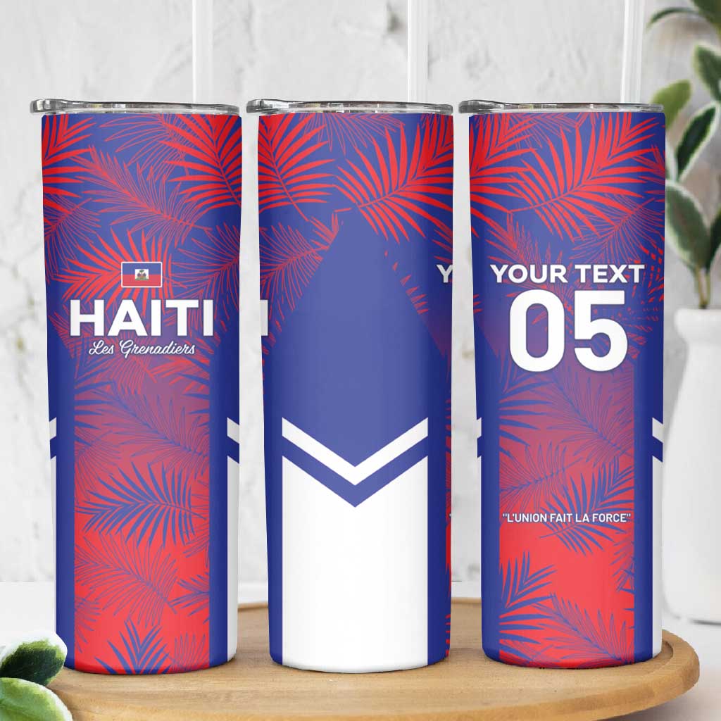 Custom Les Grenadiers Haiti Football Skinny Tumbler Tropical Vibes - African Pride