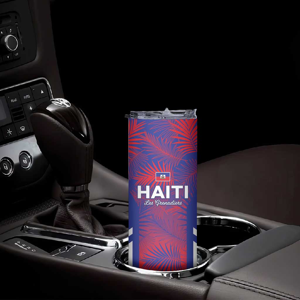 Custom Les Grenadiers Haiti Football Skinny Tumbler Tropical Vibes - African Pride