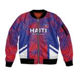 Custom Les Grenadiers Haiti Football Sleeve Zip Bomber Jacket Tropical Vibes - African Pride