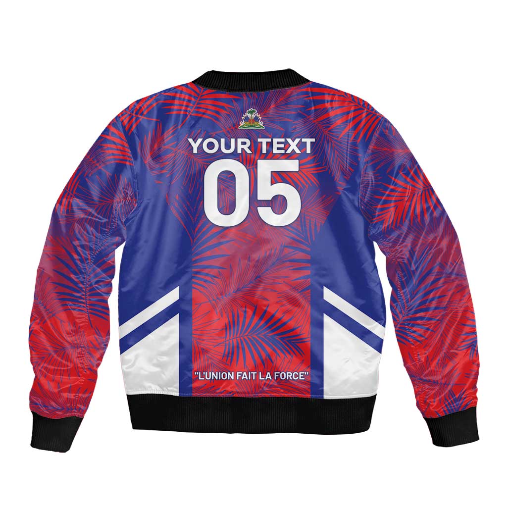 Custom Les Grenadiers Haiti Football Sleeve Zip Bomber Jacket Tropical Vibes - African Pride