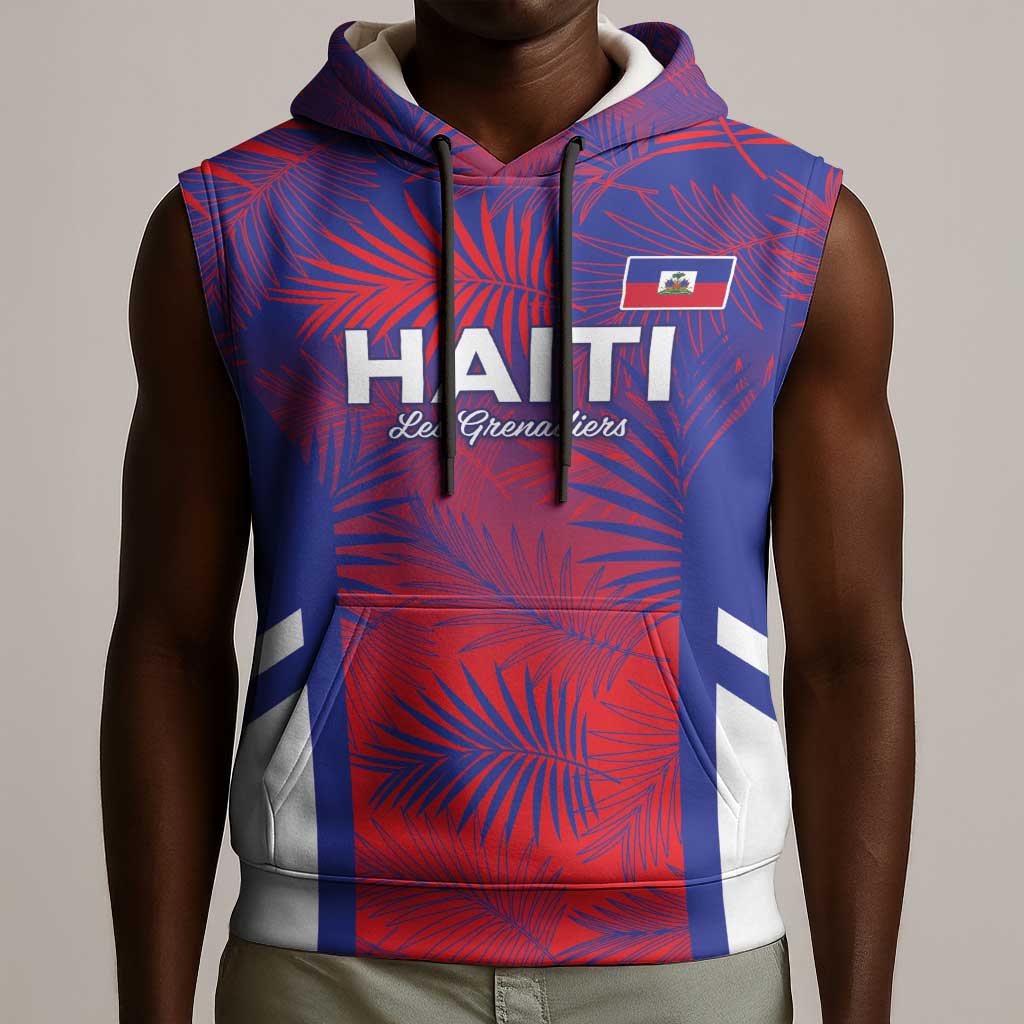 Custom Les Grenadiers Haiti Football Sleeveless Hoodie Tropical Vibes - African Pride