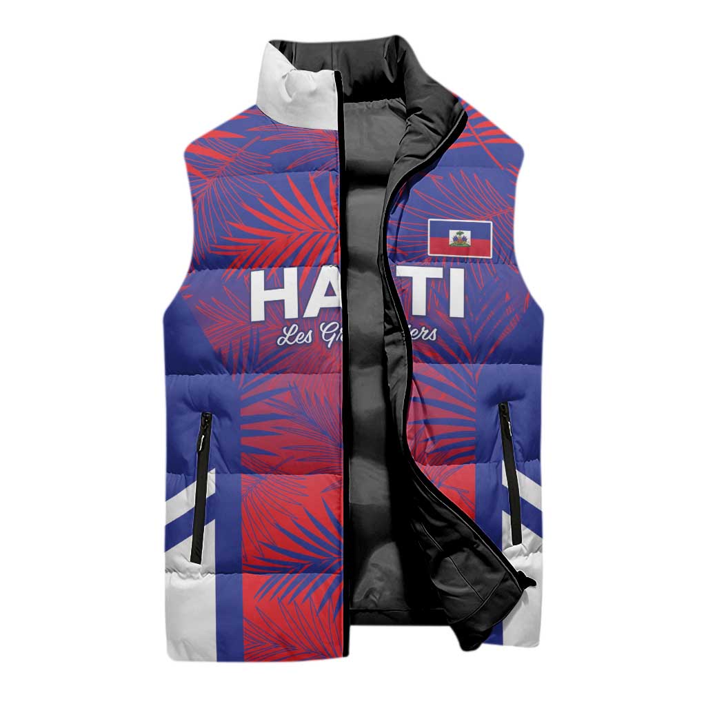 Custom Les Grenadiers Haiti Football Sleeveless Puffer Jacket Tropical Vibes
