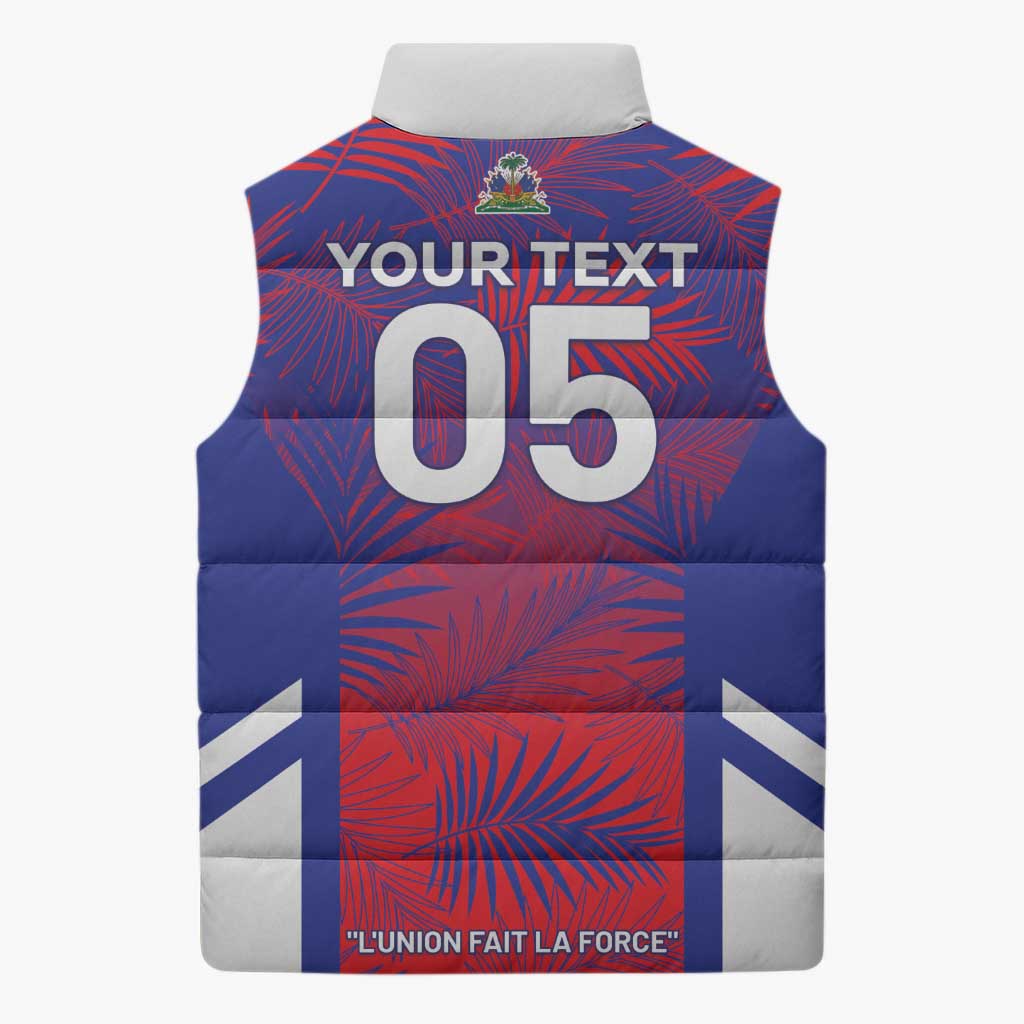 Custom Les Grenadiers Haiti Football Sleeveless Puffer Jacket Tropical Vibes