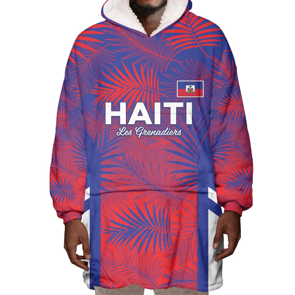 Custom Les Grenadiers Haiti Football Wearable Blanket Hoodie Tropical Vibes - African Pride