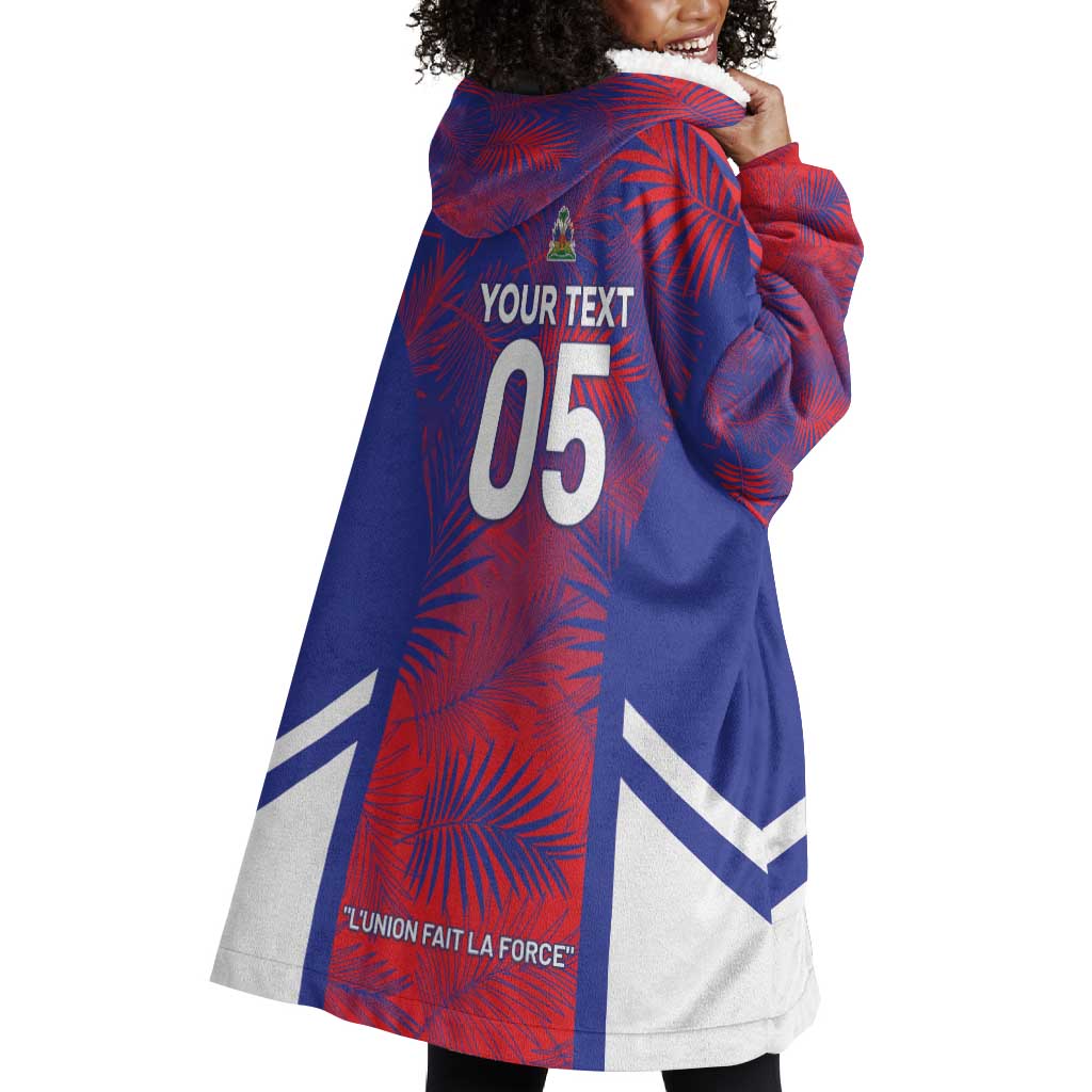 Custom Les Grenadiers Haiti Football Wearable Blanket Hoodie Tropical Vibes - African Pride