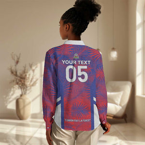 Custom Les Grenadiers Haiti Football Women Casual Shirt Tropical Vibes - African Pride