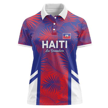 Custom Les Grenadiers Haiti Football Women Polo Shirt Tropical Vibes - African Pride