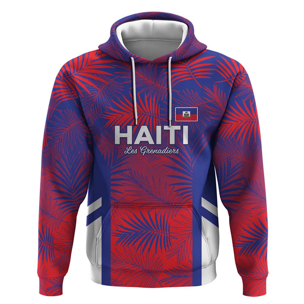 Custom Les Grenadiers Haiti Football Zip Hoodie Tropical Vibes - African Pride