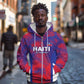 Custom Les Grenadiers Haiti Football Zip Hoodie Tropical Vibes - African Pride