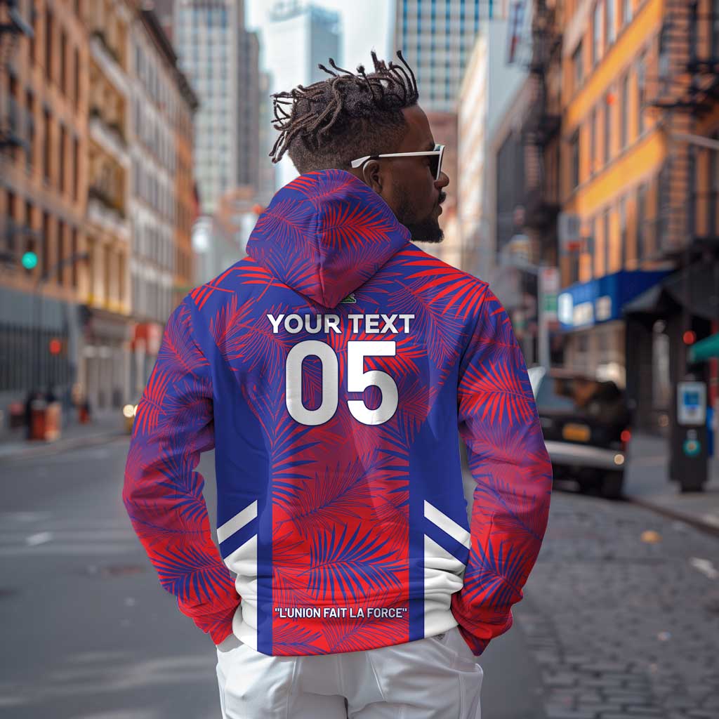 Custom Les Grenadiers Haiti Football Zip Hoodie Tropical Vibes - African Pride