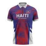 Custom Les Grenadiers Haiti Football Zipper Polo Shirt Tropical Vibes