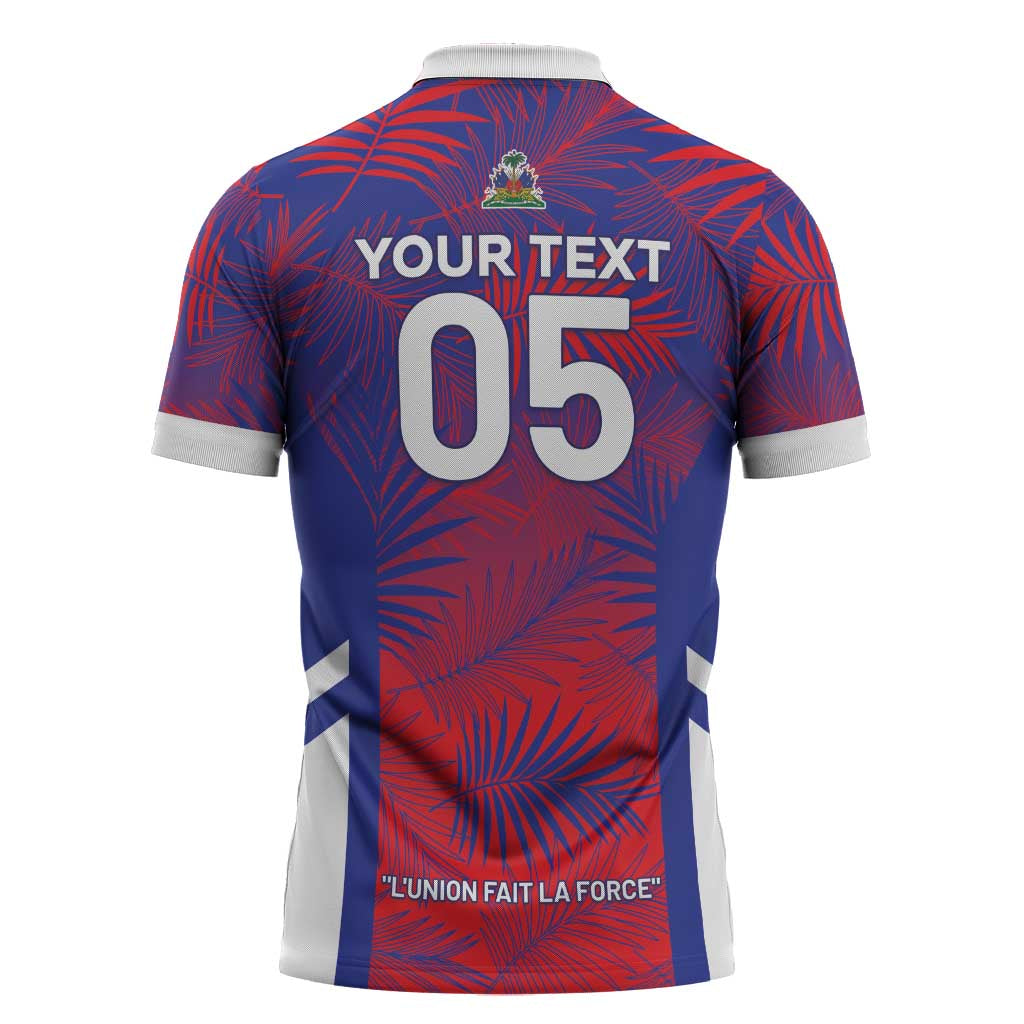 Custom Les Grenadiers Haiti Football Zipper Polo Shirt Tropical Vibes