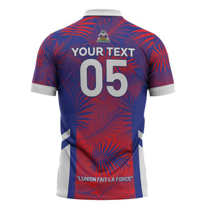 Custom Les Grenadiers Haiti Football Zipper Polo Shirt Tropical Vibes