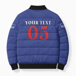 Custom Cape Verde Football Bomber Puffer Jacket Blue Sharks Still Undefeated