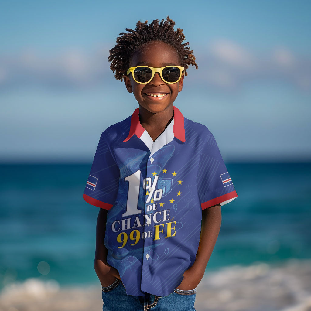 Custom Cape Verde Football Kid Hawaiian Shirt Blue Sharks Still Undefeated