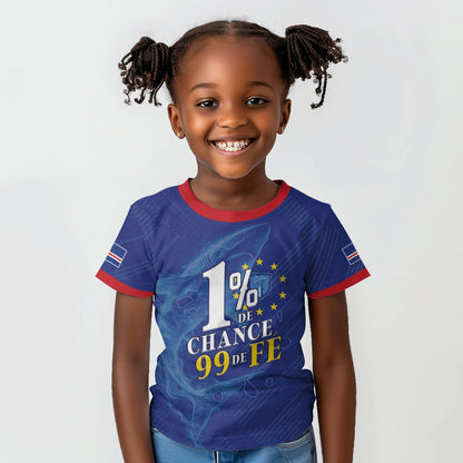 Custom Cape Verde Football Kid T shirt Blue Sharks Still Undefeated