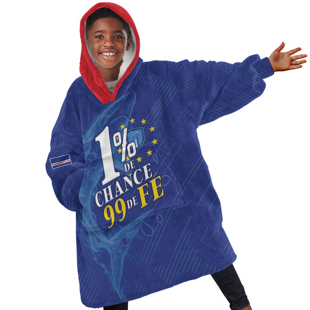 Custom Cape Verde Football Kid Wearable Blanket Hoodie Blue Sharks Still Undefeated