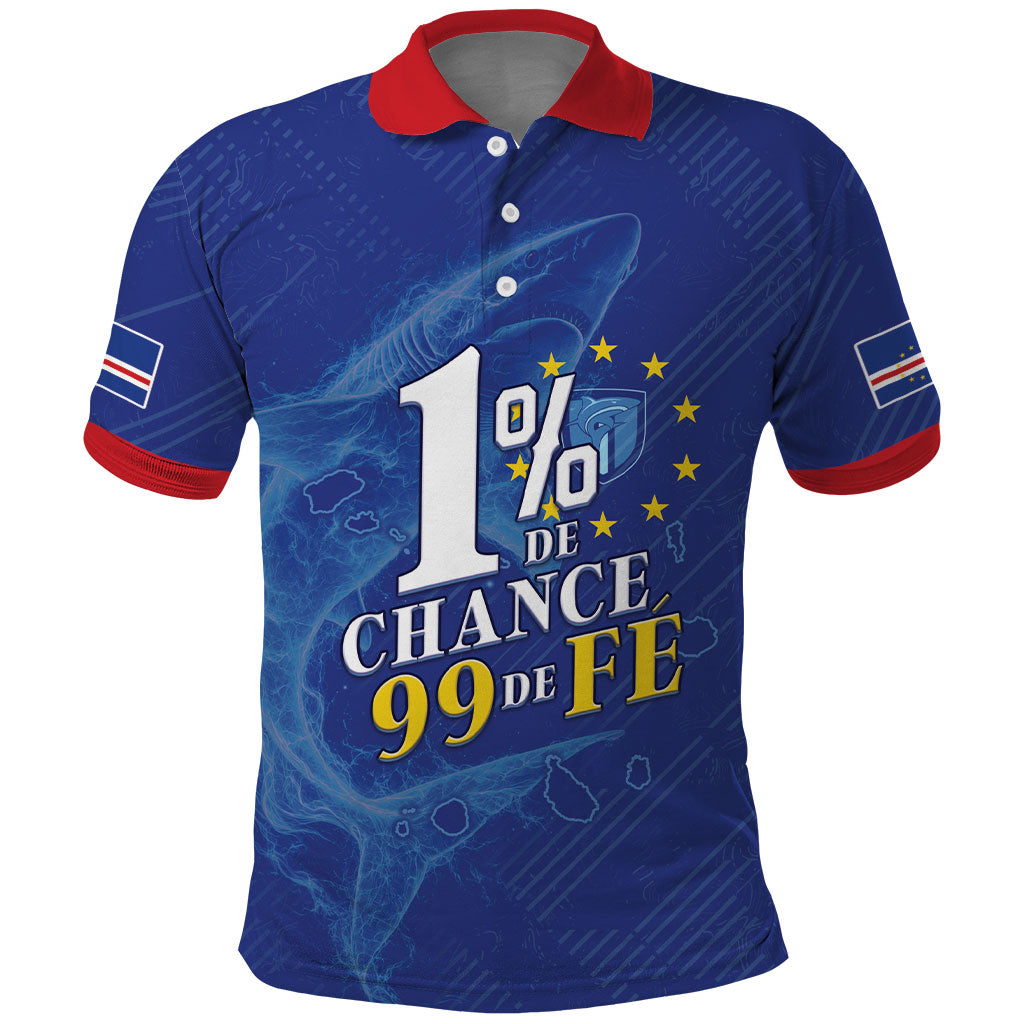 Custom Cape Verde Football Polo Shirt Blue Sharks Still Undefeated