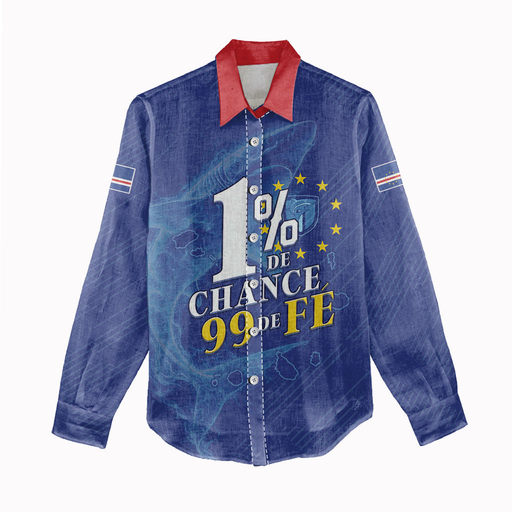 Custom Cape Verde Football Women Casual Shirt Blue Sharks Still Undefeated