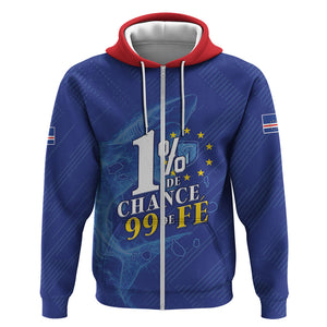Custom Cape Verde Football Zip Hoodie Blue Sharks Still Undefeated