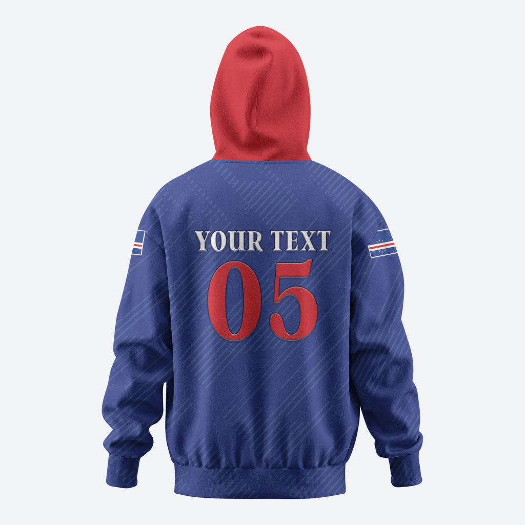 Custom Cape Verde Football Zip Hoodie Blue Sharks Still Undefeated