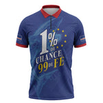 Custom Cape Verde Football Zipper Polo Shirt Blue Sharks Still Undefeated