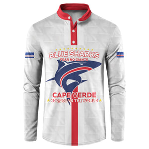 Custom Cabo Verde Button Sweatshirt Blue Sharks Fear No Giants