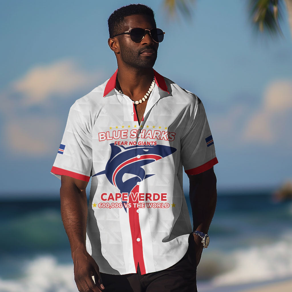 Custom Cabo Verde Hawaiian Shirt Blue Sharks Fear No Giants