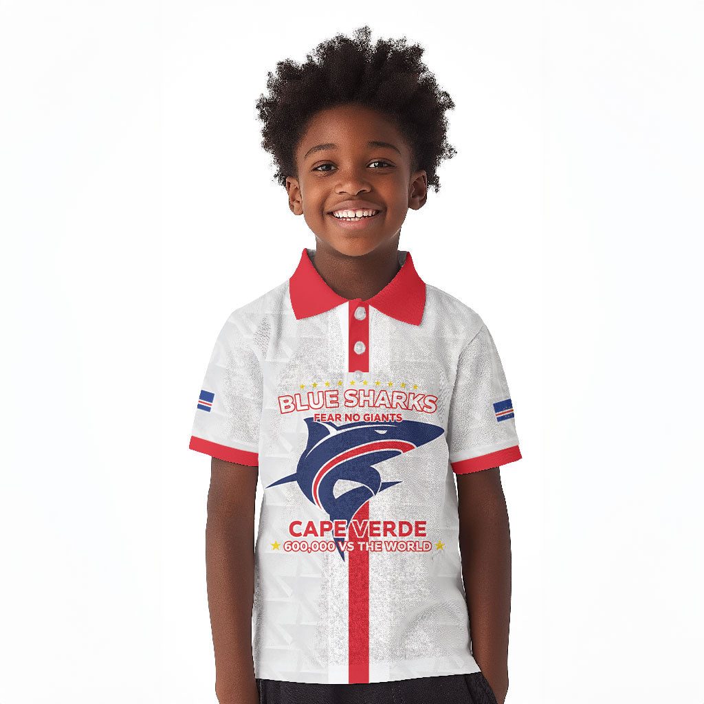 Custom Cabo Verde Kid Polo Shirt Blue Sharks Fear No Giants