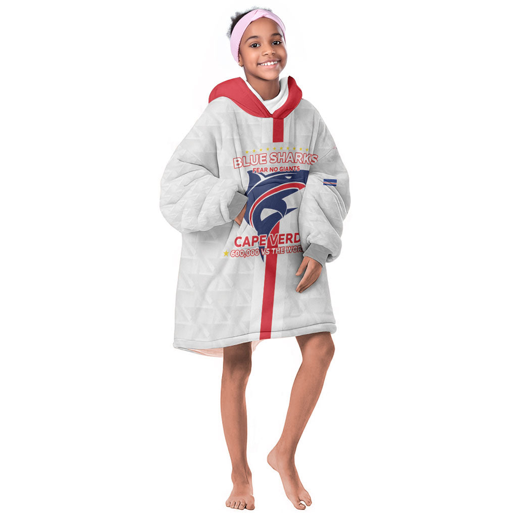 Custom Cabo Verde Kid Wearable Blanket Hoodie Blue Sharks Fear No Giants
